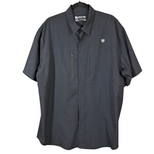 Ariat Tek Black Short Sleeve Button Down Shirt XL Performance Vent Tek Classic